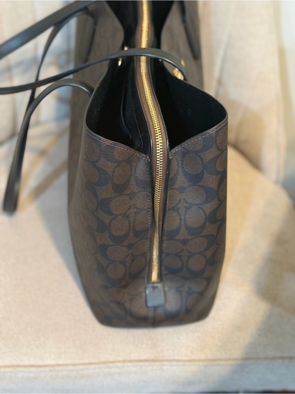 Coach Mollie Tote with Black Trim and Gold Hardware - Picture 4 of 11